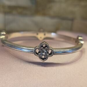 Brighton Toledo Silver Bangle Bracelet with Floral Accent